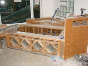 Wooden bar construction site with tools