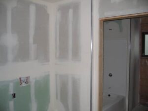 Room under drywall installation and finishing.