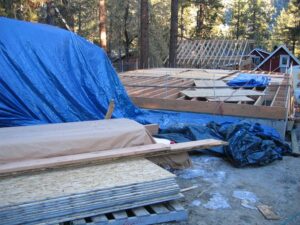 Construction materials at a home building site.