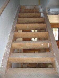 Wooden staircase under construction